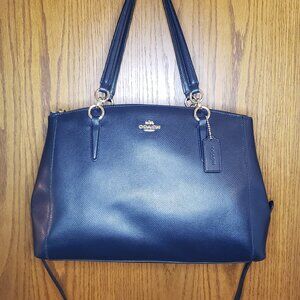 Coach Christie Carryall – Black Crossgrain Leather Shoulder/Crossbody Bag Gold